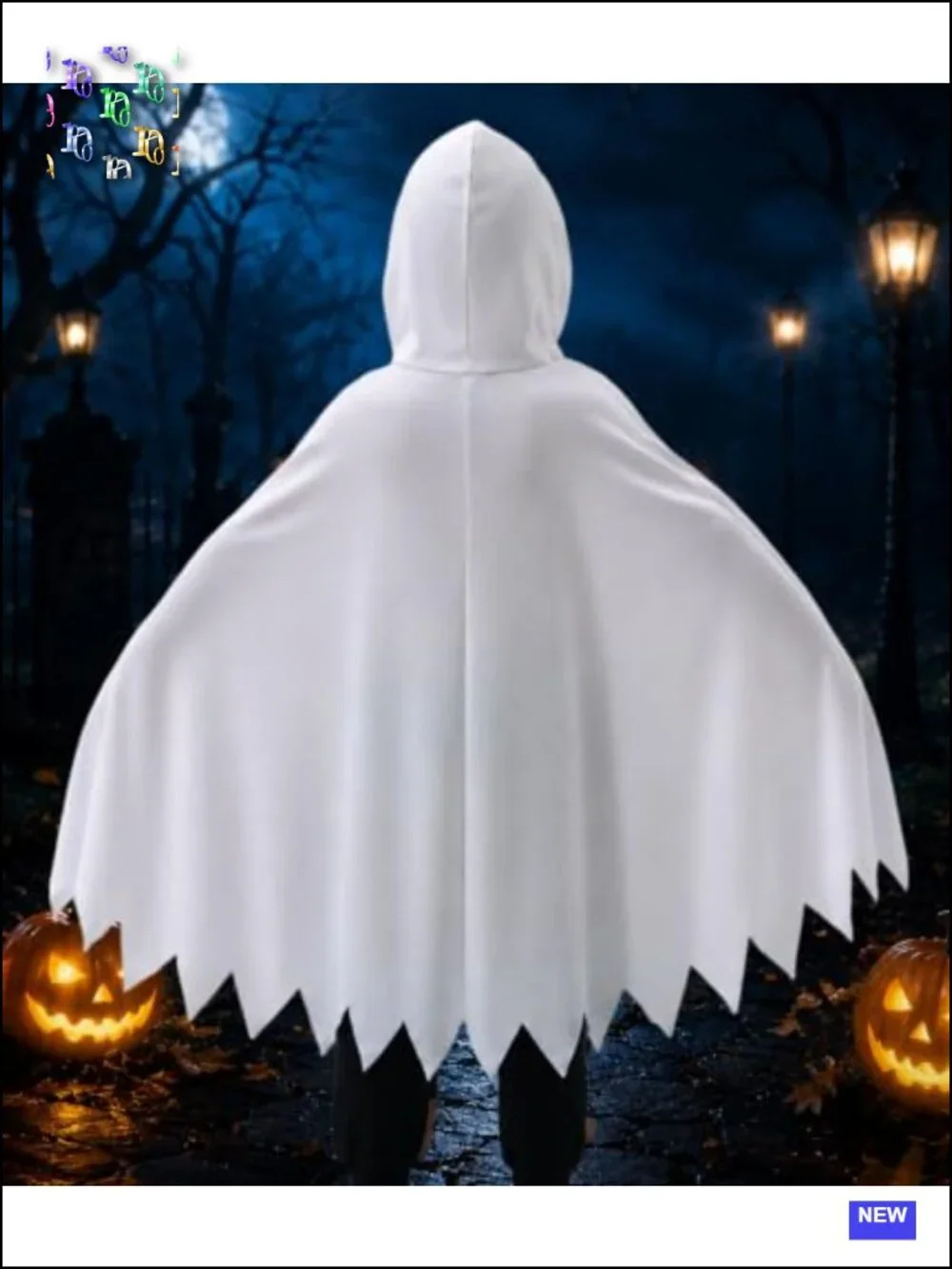 Kids Ghost Halloween Costume Hooded Cape Glow in Dark Polyester Party Favor